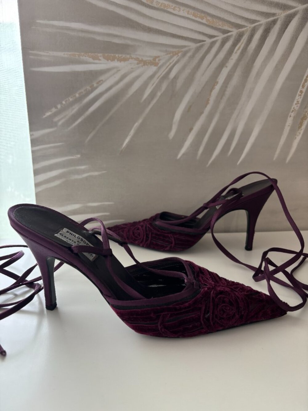 Philosophy di Alberta Ferretti Purple Velvet Lace Up Pointed Heels EU 37 US 6.5 - Picture 9 of 9
